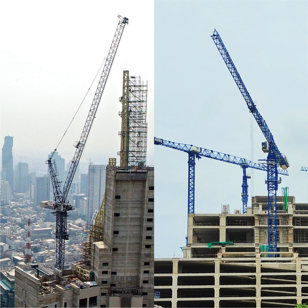 luffing jib and flat top tower cranes
